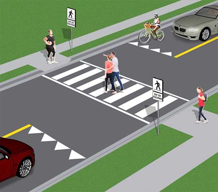 pedestrian pedestrians safety road crosswalk rules crossover crossings school traffic stop lane signs yield crossovers must roads type crossing lines