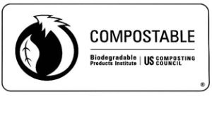 The symbol for a certified compostable bag.